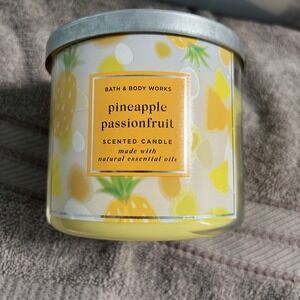 Bath & Body Works Pineapple Passionfruit 3 Wick Candle 14.5 oz Used Discontinued